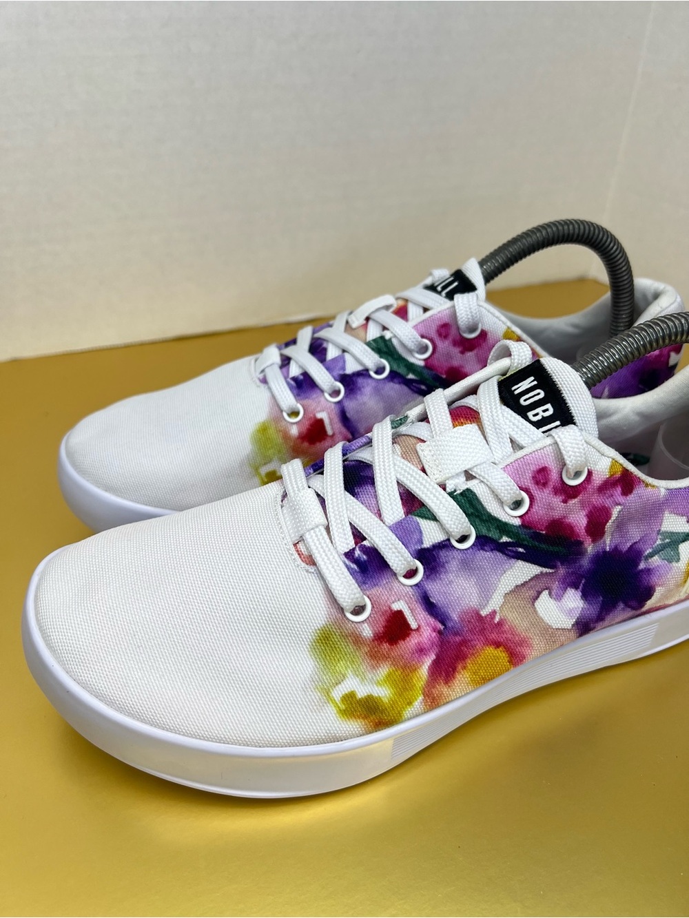 NOBULL White Floral Athletic Shoes with Purple, Pink, Yellow, Green Accents - Picture 9 of 15